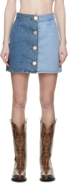 Kimhēkim Button-down Denim Skirt In Sky Blue/blue