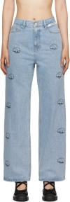 Kimhēkim Blue Anchor Stamped Jeans In Sky Blue