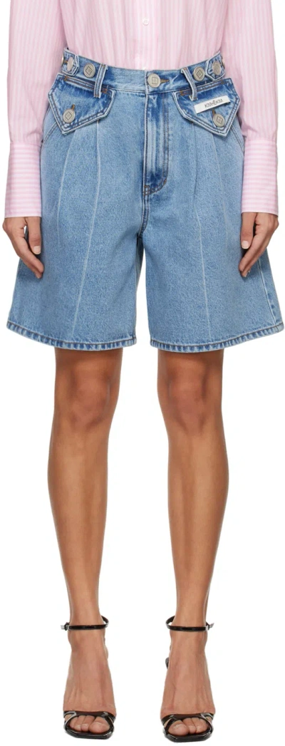 Kimhēkim Blue Two Pocket Denim Shorts In Sky Blue