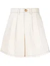 Kimhēkim Contrast-stitching Wide-leg Cotton Shorts In White