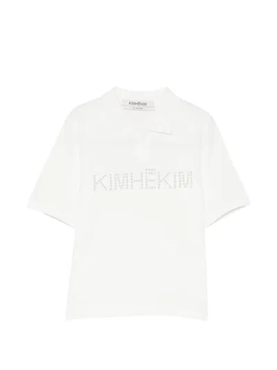 Kimhēkim Faux-pearl Logo Polo Shirt In White