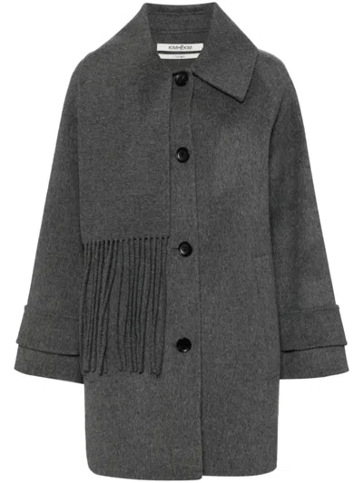 Kimhēkim Fringe-edged Coat In Grey