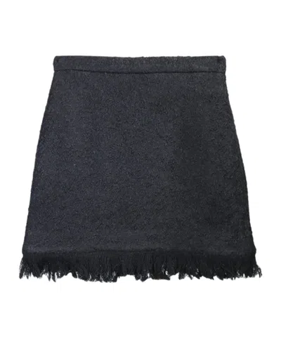 Kimhēkim Fringed Zipper Skirt In Black