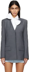 Kimhēkim Gray Button Blazer In Grey