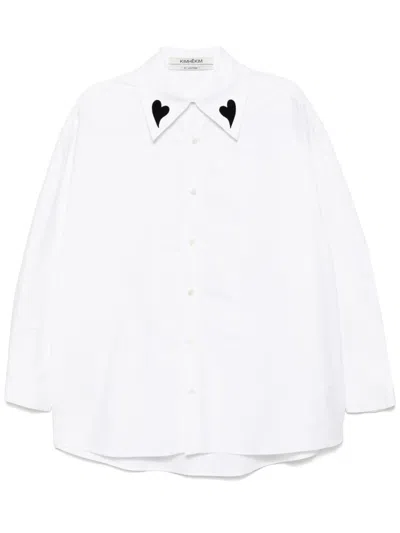 Kimhēkim Heart Patched Ballnoon Shirt In White
