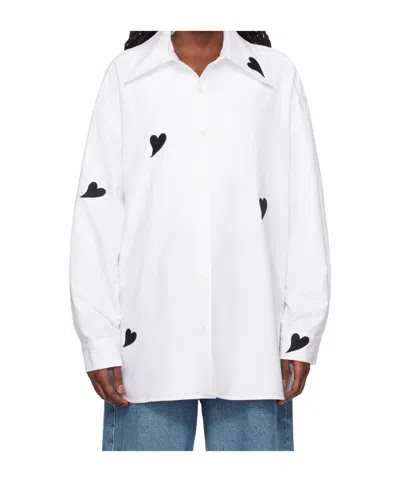 Kimhēkim Heart Patched Oversized Shirt In White