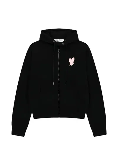 Kimhēkim Heart-patch Zip-up Hoodie In Black