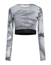 Kimhēkim Kimhekim Woman Top Grey Size L Polyester, Elastane