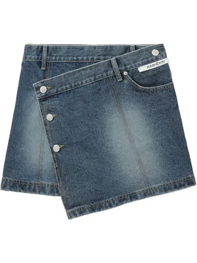 Kimhēkim Logo-patch Mini Skirt In Blue