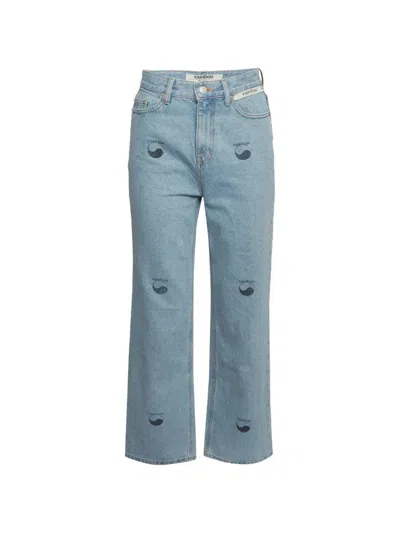 Pre-owned Kimhēkim Logo-print Straight-leg Jeans In Blue
