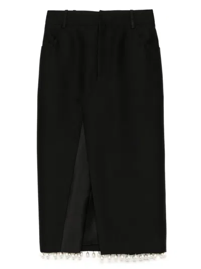 Kimhēkim Long Pearl-embellished Skirt In Schwarz