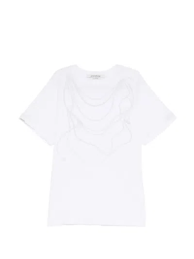 Kimhēkim Pearl-chain Printed T-shirt In White