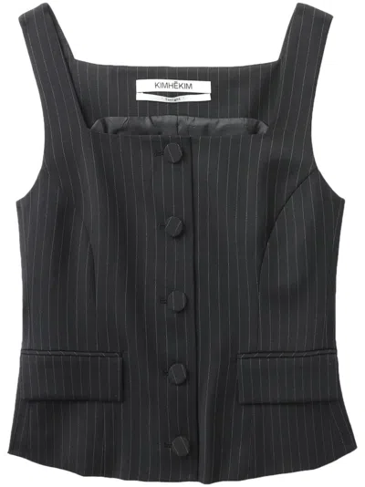 Kimhēkim Pinstripe-pattern Corset-style Top In Black