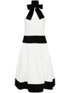 Kimhēkim Scarf Cotton-linen Midi Dress In Black/white