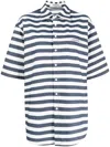Kimhēkim Striped Cotton Shirt In Blue