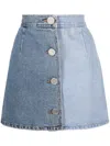 Kimhēkim Two-tone Denim Mini Skirt In Blue