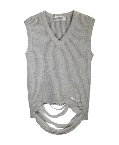Kimhēkim V-collar Sleeveless Sweater In Gray