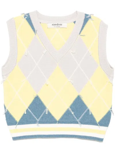 Kimhēkim V-neck Knitted Vest In Neutrals