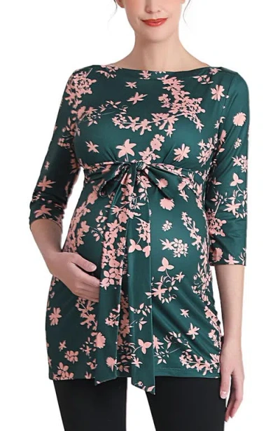 Kimi & Kai Aaira Boat Neck Maternity Top In Green