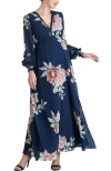 Kimi & Kai Adell Maternity Maxi Chiffon Dress In Blue
