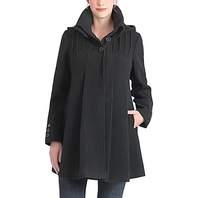 Kimi & Kai Aela Maternity A-line Hooded Wool Coat In Black