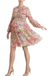 Kimi & Kai Aiko Long Sleeve Maternity Babydoll Dress In Multi