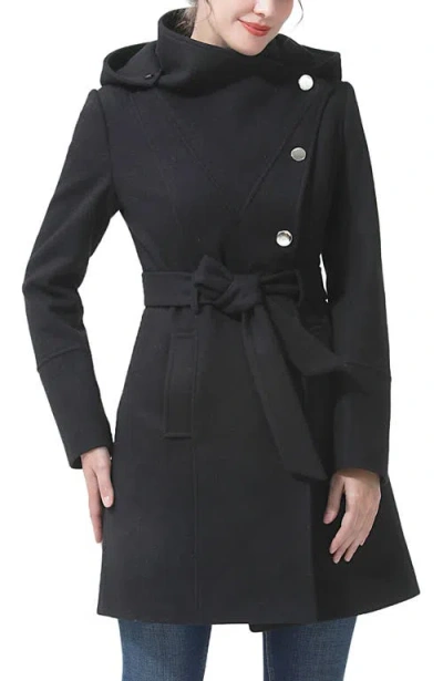 Kimi & Kai Andie Wool Blend Hooded Coat In Black