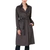 Kimi & Kai Aria Long Faux Suede Trench Coat In Brown
