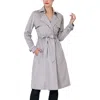 Kimi & Kai Aria Long Faux Suede Trench Coat In Gray