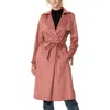 Kimi & Kai Aria Long Faux Suede Trench Coat In Pink
