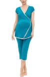 Kimi & Kai Cindy Maternity/nursing  Pajamas Set In Blue