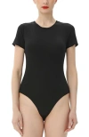 Kimi & Kai Crew Neck Basic Bodysuit In Black