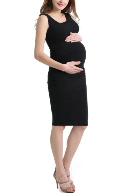 Kimi & Kai Delia Ruched Maternity Midi Dress In Black