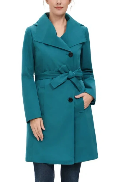 Kimi & Kai Elsa Hooded Trench Coat In Blue