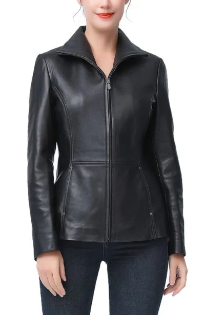 Kimi & Kai Eva Zip Front Leather Jacket In Black
