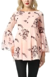 Kimi & Kai Gesa Maternity/nursing  Floral Print Blouse In Pink