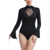 Kimi & Kai Jan Turtle Neck Bell Sleeve Bodysuit In Black