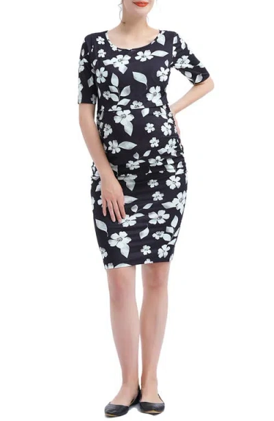 Kimi And Kai Kimi & Kai Katy Floral Tiered Maternity/nursing Dress In Black/white