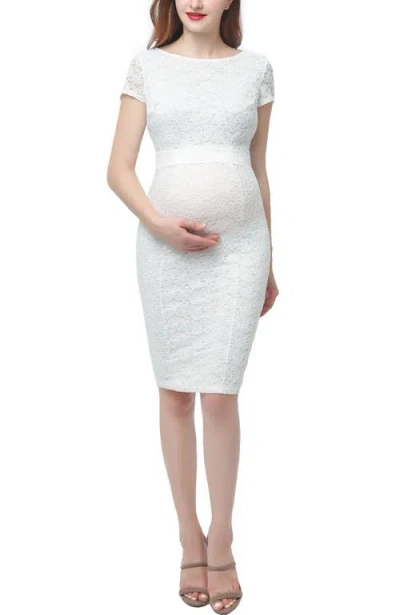 Kimi & Kai Lyanna Maternity Lace Sheath Dress In White