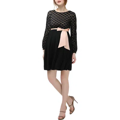 Kimi & Kai Macy Polka Dot Lace Maternity Dress In Black