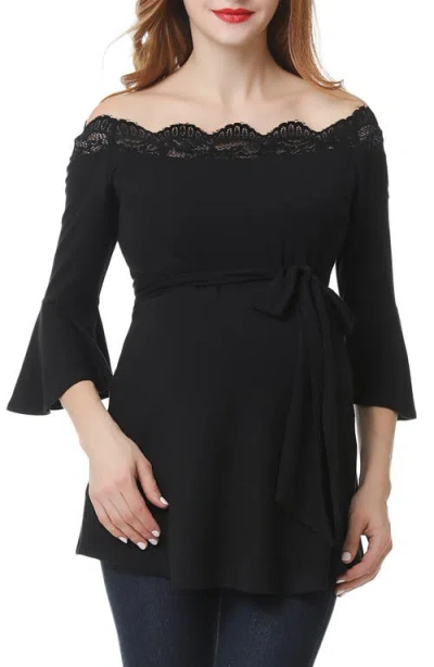 Kimi And Kai Melisende Off The Shoulder Maternity Top In Black