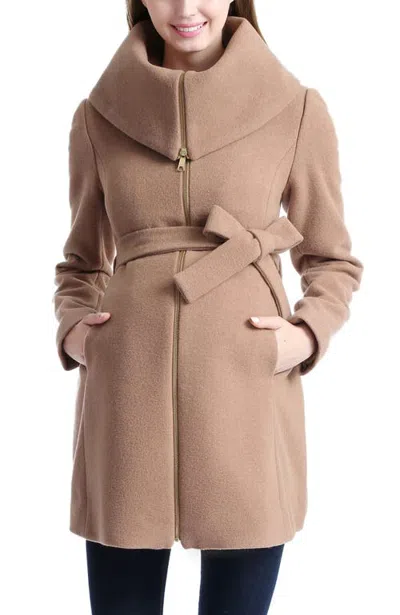 Kimi & Kai Mia Maternity Wool Coat In Animal Print