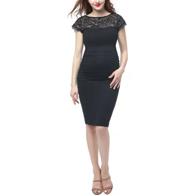 Kimi & Kai Morgran Lace Trim Body-con Maternity Dress In Black