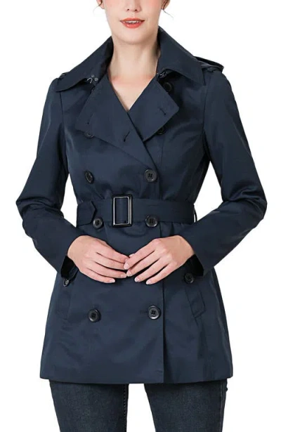 Kimi & Kai Noa Short Trench Coat In Blue