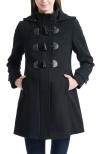 Kimi & Kai Paisley Maternity Duffle Toggle Wool Coat In Black