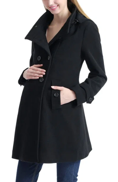 Kimi & Kai Penelope Maternity A-line Wool Coat In Black