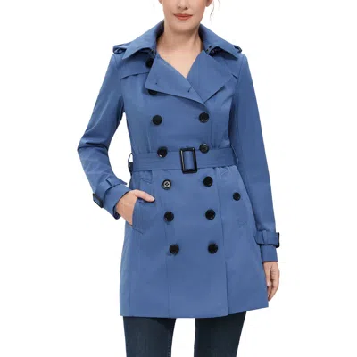 Kimi & Kai Rosie Hooded Trench Coat In Blue