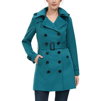 Kimi & Kai Rosie Hooded Trench Coat In Blue