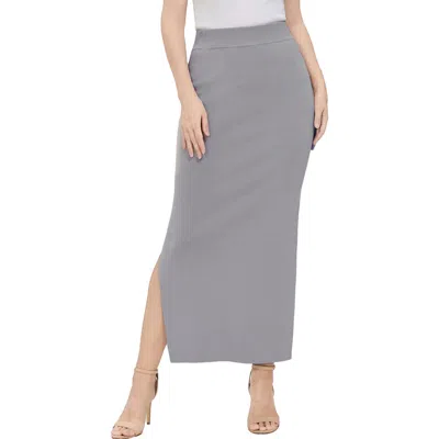 Kimi & Kai Side Slit Knit Maxi Skirt In Gray