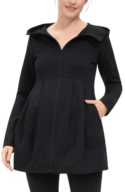 Kimi & Kai Sophia Maternity Fit & Flare Hooded Jacket In Black